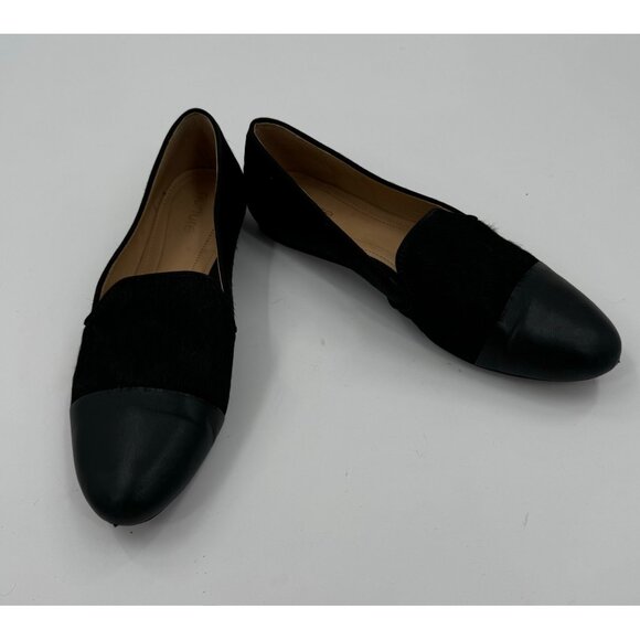 Nurture Womens Black Leather & Bovine Hair Reikel Loafers Size 8M - Picture 2 of 9